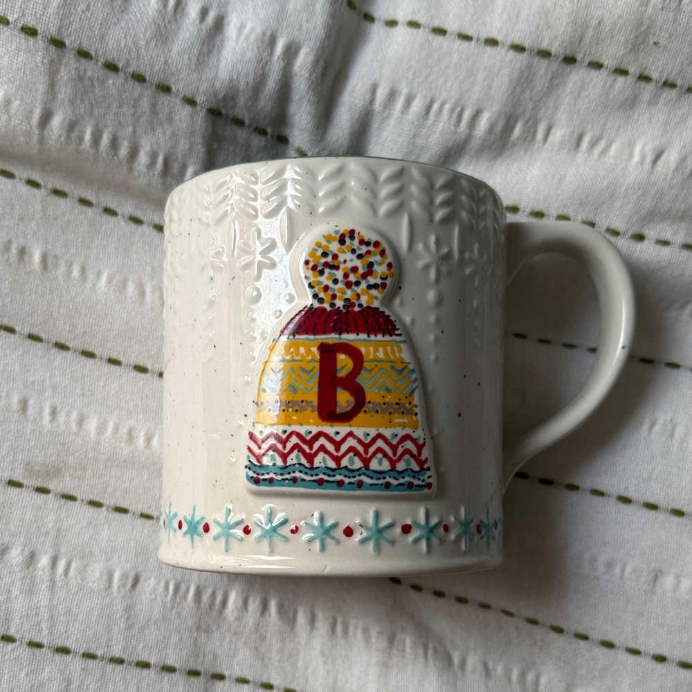 Anthropologie Cozy Hat Initial Winter Mug